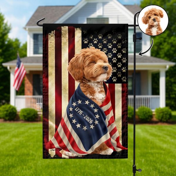 Custom Dog Photo Patriotic Garden Flag