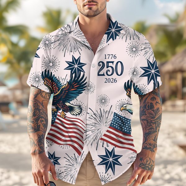 Personalized USA 250 Eagle Hawaiian Shirt